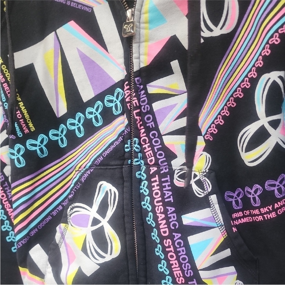 TNA Aritzia Graphic Zip Hoodie Multicolor Logo Streetwear Small - Picture 4 of 7